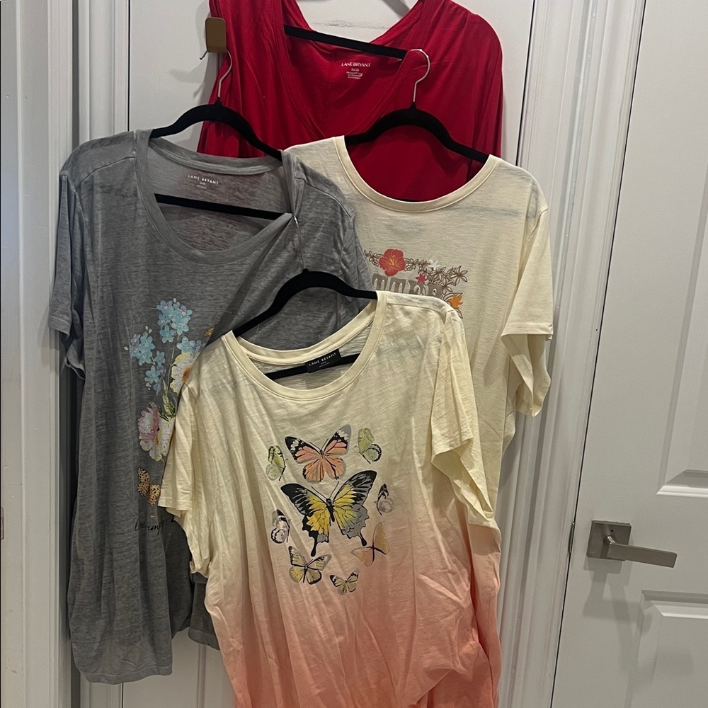 Lane Bryant Short Sleeve Tees - Red, Gray, Cream